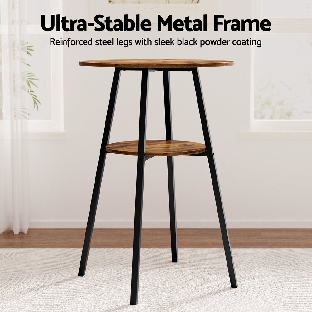 Industrial Bar Table with 2 - Tier Organizer Weather - Resistant MDF Top Steel Frame - Furniture > Bar Stools & Chairs > Table & Bar Stools - Rivercity House & Home Co. (ABN 18 642 972 209) - Affordable Modern Furniture Australia