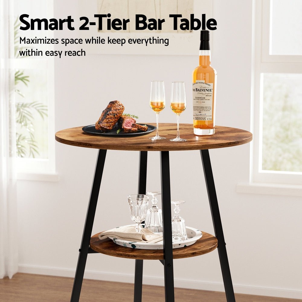 Industrial Bar Table with 2 - Tier Organizer Weather - Resistant MDF Top Steel Frame - Furniture > Bar Stools & Chairs > Table & Bar Stools - Rivercity House & Home Co. (ABN 18 642 972 209) - Affordable Modern Furniture Australia