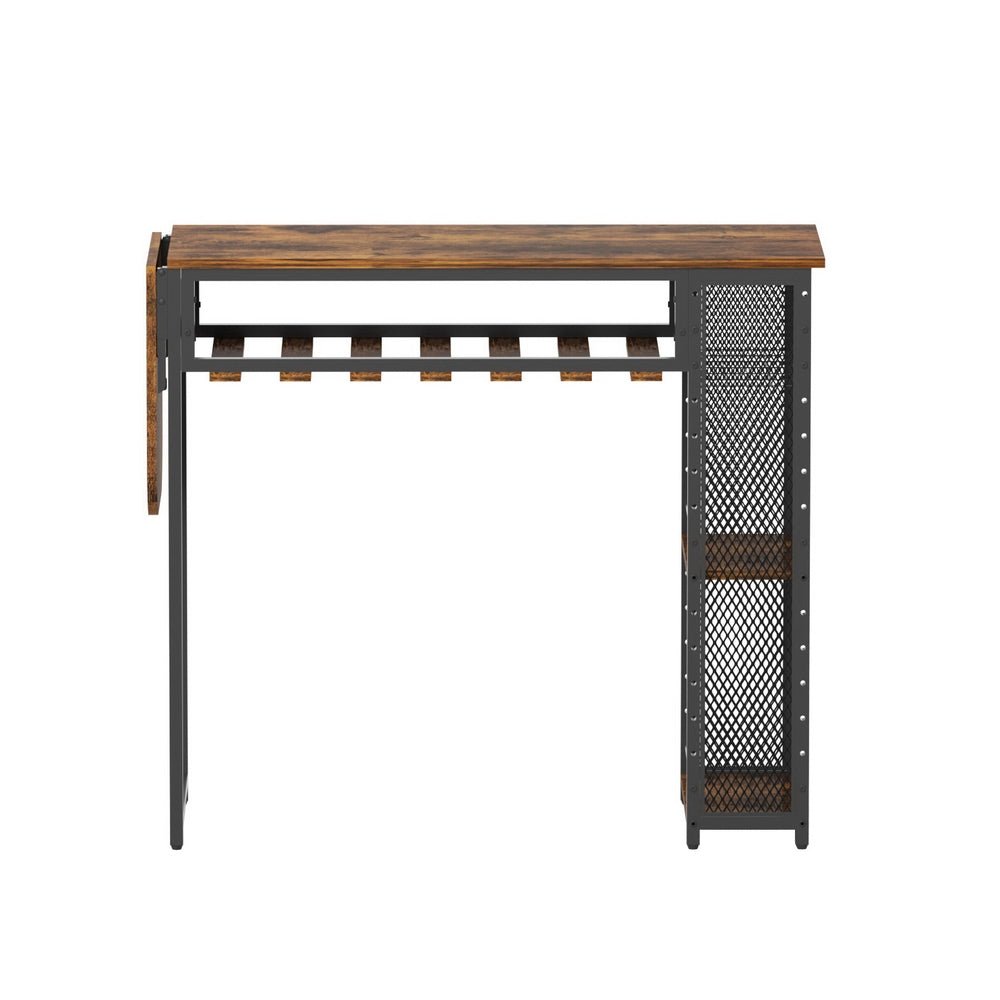 Industrial Bar Table with Wine Rack Built - in Cup Holder Extendable 140cm - Furniture > Dining > Dining Tables - Rivercity House & Home Co. (ABN 18 642 972 209) - Affordable Modern Furniture Australia