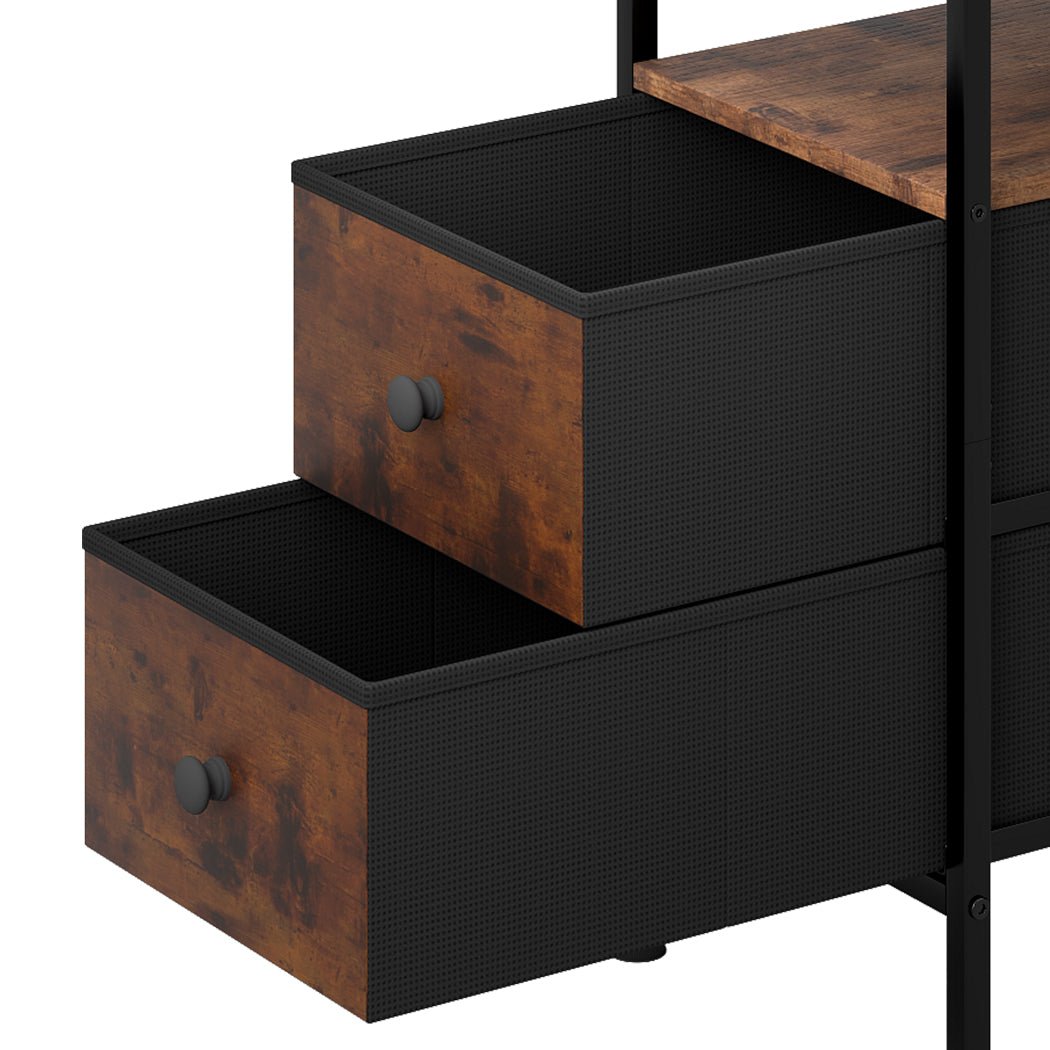 Industrial Bedside Table with 2 Drawers and Charging Station - Brown - Rivercity House & Home Co. (ABN 18 642 972 209) - Affordable Modern Furniture Australia