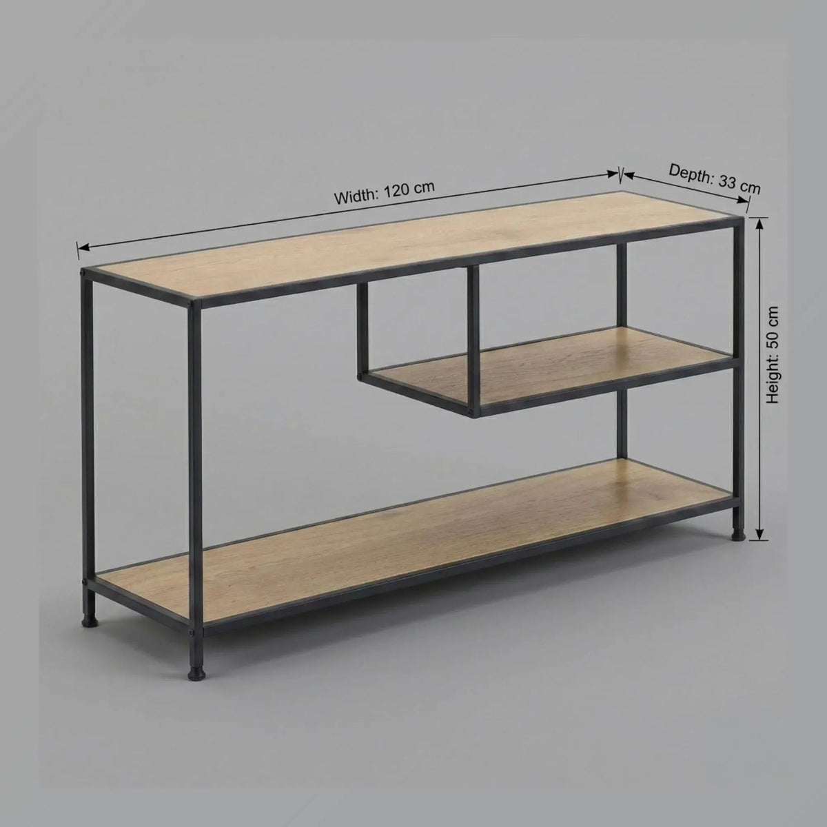 Industrial Console Table 3-Shelf Open Storage - Brown - Furniture > Living Room > TV Units - Rivercity House & Home Co. (ABN 18 642 972 209) - Affordable Modern Furniture Australia