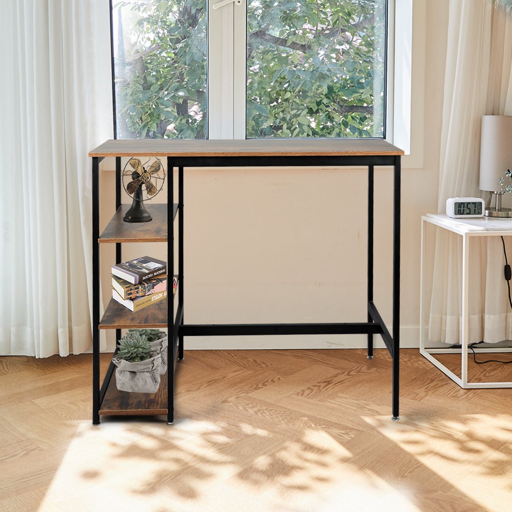 Industrial High Bar Table with Shelves - Brown - Rivercity House & Home Co. (ABN 18 642 972 209) - Affordable Modern Furniture Australia
