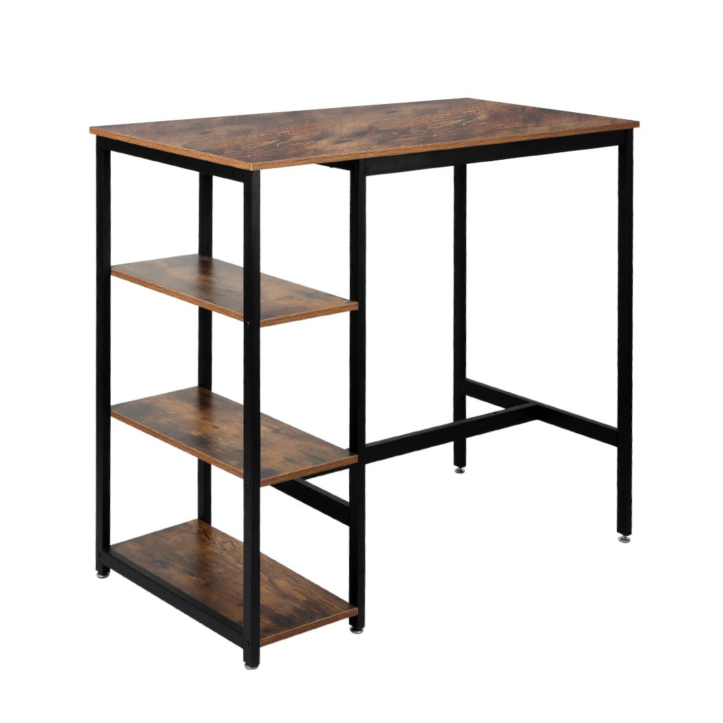 Industrial High Bar Table with Shelves - Brown - Rivercity House & Home Co. (ABN 18 642 972 209) - Affordable Modern Furniture Australia