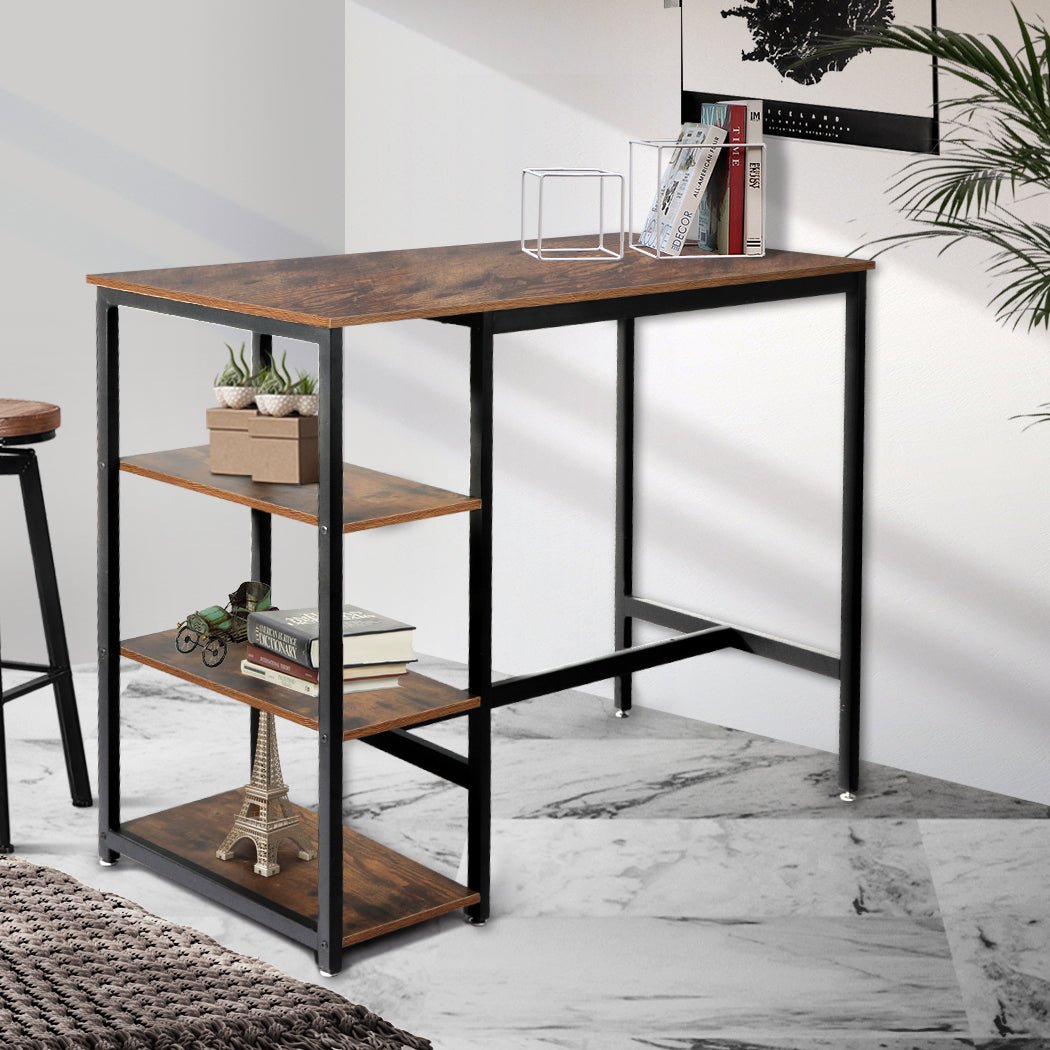 Industrial High Bar Table with Shelves - Brown - Rivercity House & Home Co. (ABN 18 642 972 209) - Affordable Modern Furniture Australia