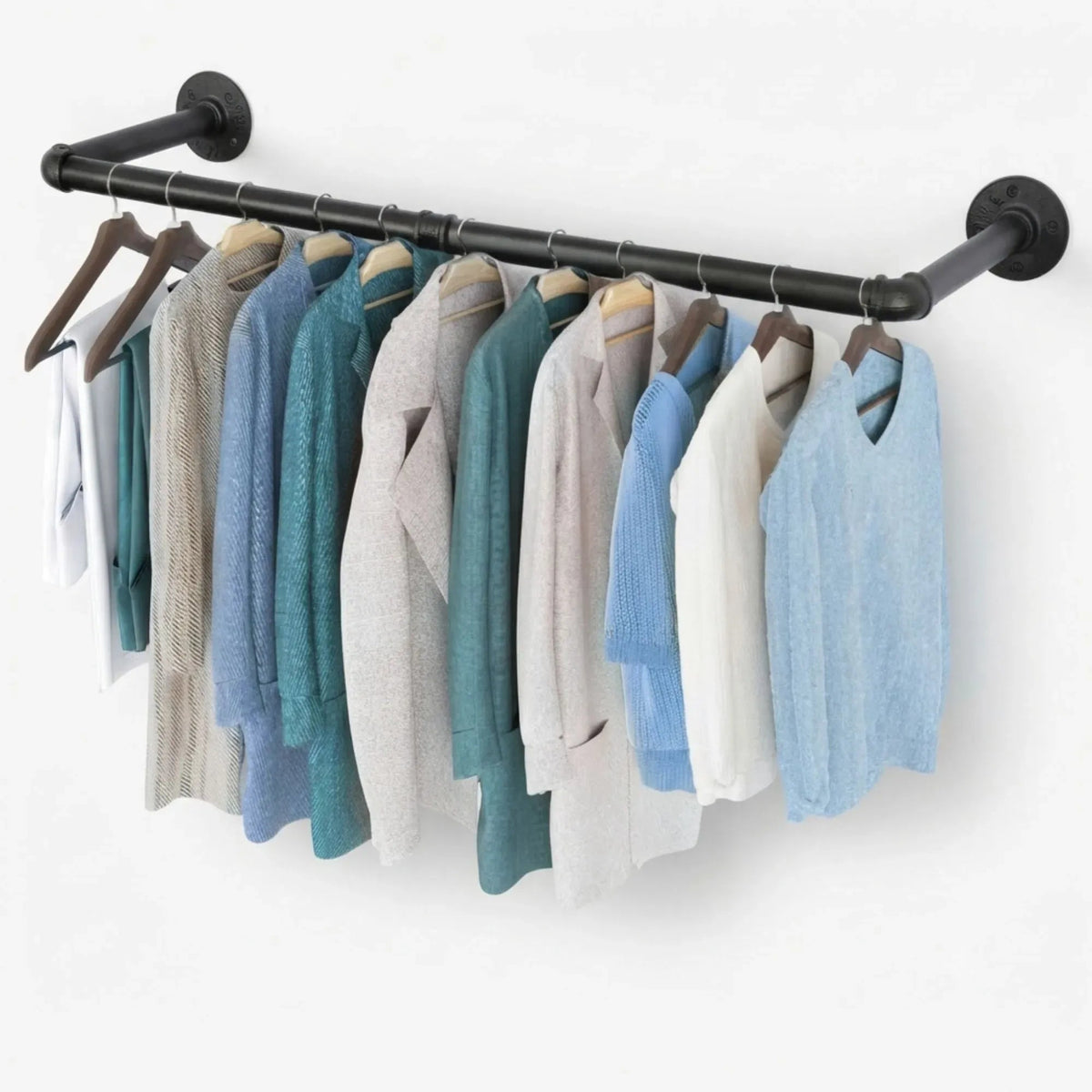 Industrial Pipe Wall Clothes Rack 92cm Bar - Black - Home & Garden > Storage > Storage Boxes - Rivercity House & Home Co. (ABN 18 642 972 209) - Affordable Modern Furniture Australia