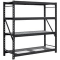 Industrial Rack with Interlocking Wire Deck, Heavy Duty Steel Construction - Black