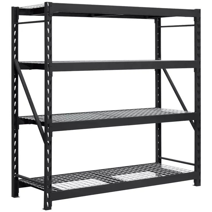 Industrial Rack with Interlocking Wire Deck, Heavy Duty Steel Construction - Black - Tools > Industrial Tools > Work Safety Protective Equipment - Rivercity House & Home Co. (ABN 18 642 972 209) - Affordable Modern Furniture Australia