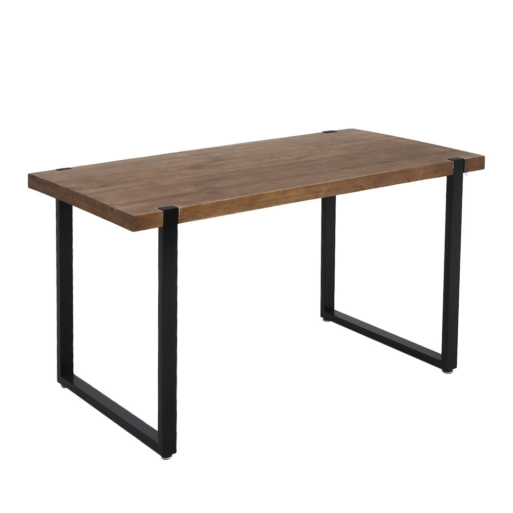 Industrial Solid Pine Wood Dining Table 140x70cm - Brown - Rivercity House & Home Co. (ABN 18 642 972 209) - Affordable Modern Furniture Australia