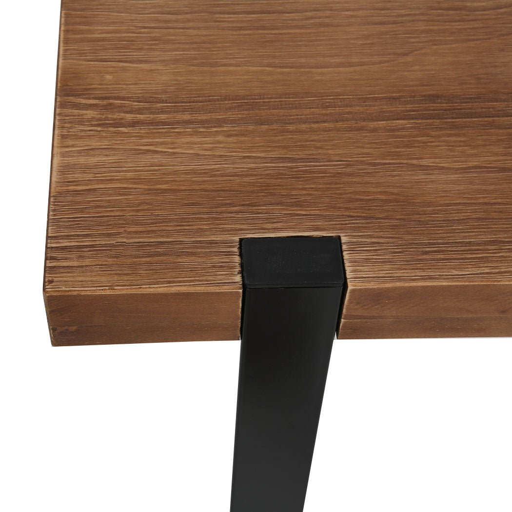 Industrial Solid Pine Wood Dining Table 140x70cm - Brown - Rivercity House & Home Co. (ABN 18 642 972 209) - Affordable Modern Furniture Australia
