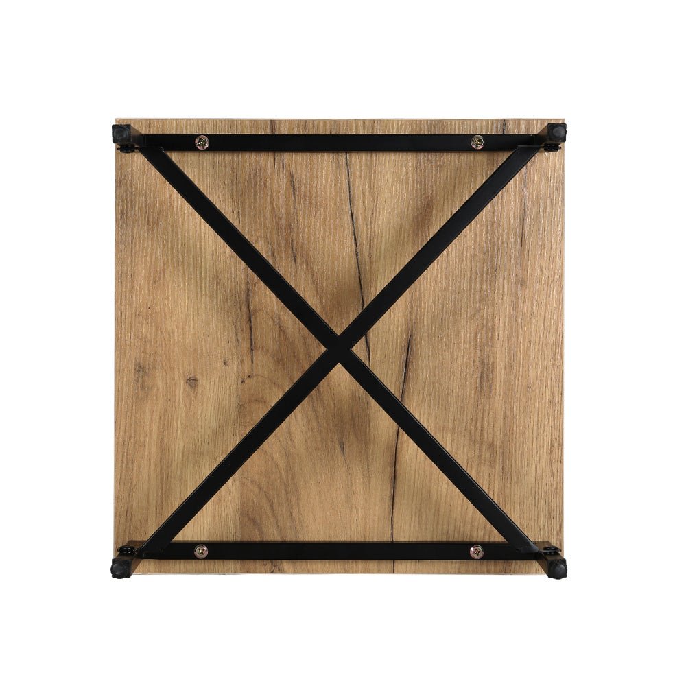 Industrial Style Bedside Table With Drawer Oak - Furniture > Bedroom - Rivercity House & Home Co. (ABN 18 642 972 209) - Affordable Modern Furniture Australia