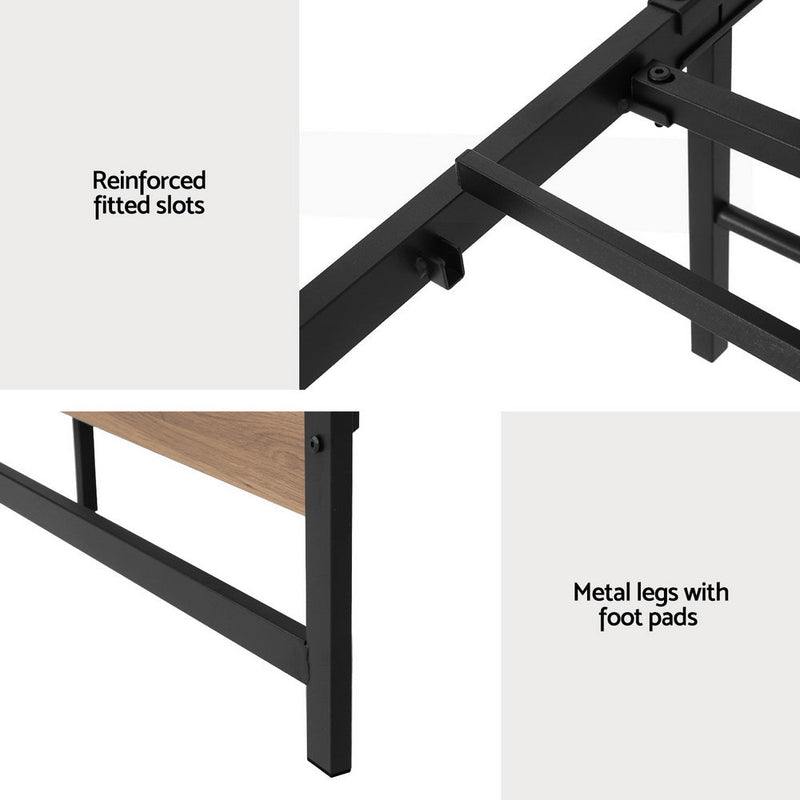 Industrial Style Double Metal Bed Frame Wood & Black - Furniture > Bedroom - Rivercity House & Home Co. (ABN 18 642 972 209) - Affordable Modern Furniture Australia