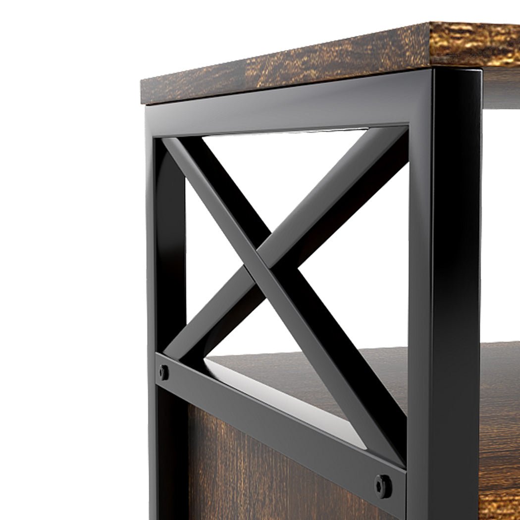 Industrial TV Stand Cabinet 147cm with Storage Drawers and Shelves - Brown - Rivercity House & Home Co. (ABN 18 642 972 209) - Affordable Modern Furniture Australia