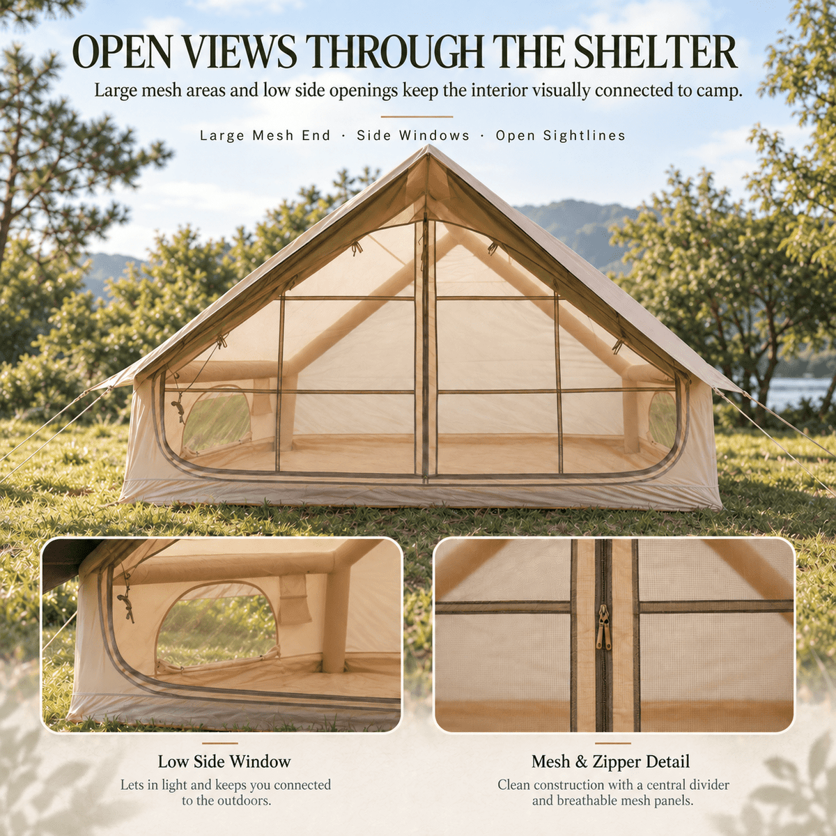 Inflatable A-Frame Basecamp Tent with Extended Side Awning - Outdoor Recreation > Camping > Tents - Rivercity House & Home Co. (ABN 18 642 972 209) - Affordable Modern Furniture Australia