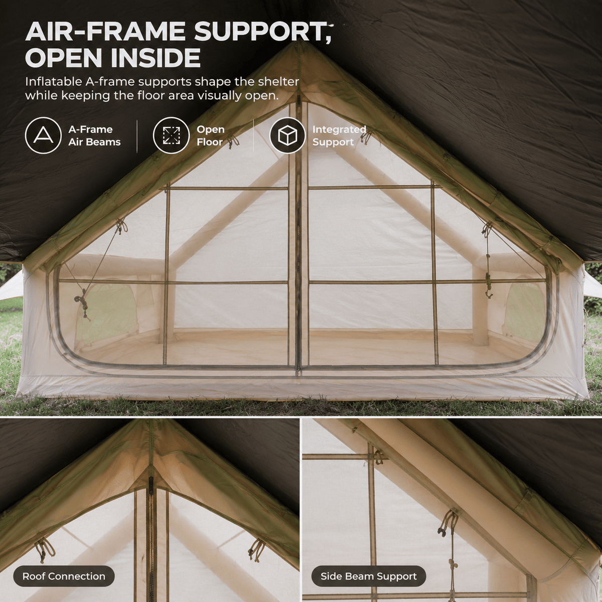 Inflatable A-Frame Basecamp Tent with Extended Side Awning - Outdoor Recreation > Camping > Tents - Rivercity House & Home Co. (ABN 18 642 972 209) - Affordable Modern Furniture Australia