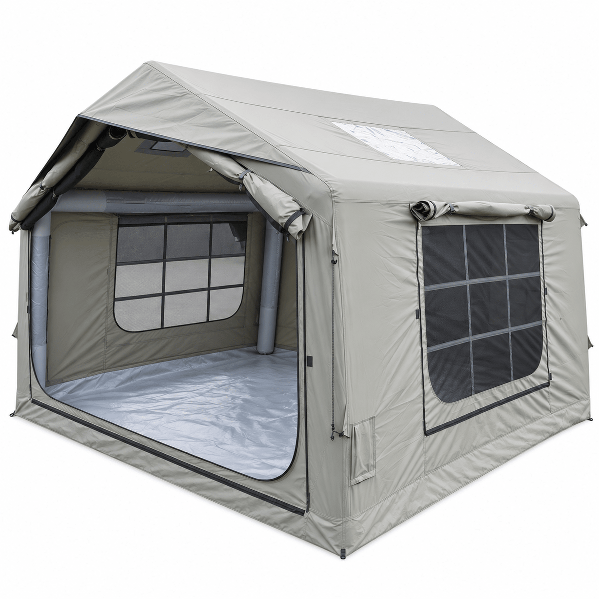 Inflatable Cabin Camping Tent with Skylight Mesh 300x265cm - Grey - Outdoor Recreation > Camping > Tents - Rivercity House & Home Co. (ABN 18 642 972 209) - Affordable Modern Furniture Australia