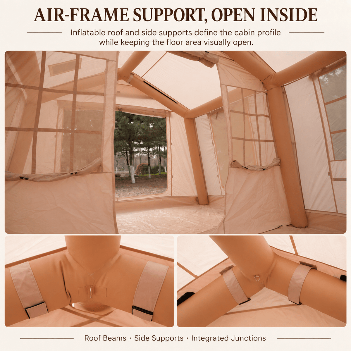 Inflatable Cabin Tent 300x400cm with Side Awning and Roof Skylight - Khaki - Outdoor Recreation > Camping > Tents - Rivercity House & Home Co. (ABN 18 642 972 209) - Affordable Modern Furniture Australia
