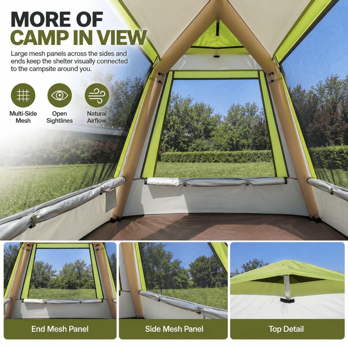 Inflatable Mesh Gazebo Tent with Extendable Canopy and Air-Frame Structure - Outdoor Recreation > Camping > Tents - Rivercity House & Home Co. (ABN 18 642 972 209) - Affordable Modern Furniture Australia