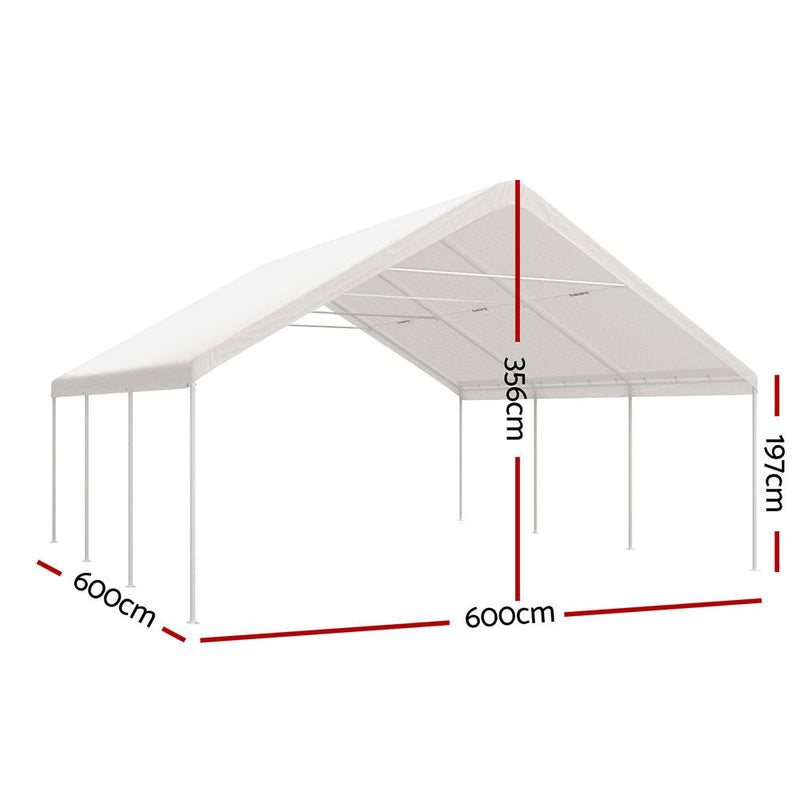 Instahut Carports 6x6m Carport Kits Steel Shelter Gazebo Canopy Garage Portable Garden Shed - Home & Garden > Shading > Canopies & Gazebos - Rivercity House & Home Co. (ABN 18 642 972 209) - Affordable Modern Furniture Australia