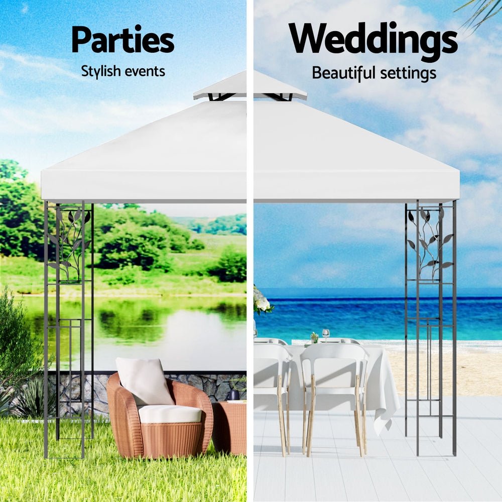 Instahut Gazebo 3x3m Marquee Outdoor Wedding Party Event Tent Home Iron Art Shade White - Home & Garden > Shading > Canopies & Gazebos - Rivercity House & Home Co. (ABN 18 642 972 209) - Affordable Modern Furniture Australia