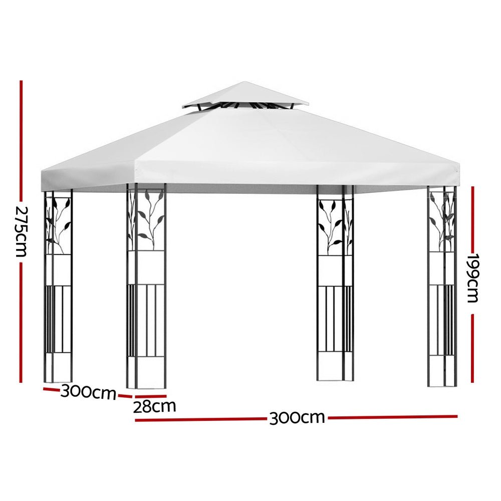 Instahut Gazebo 3x3m Marquee Outdoor Wedding Party Event Tent Home Iron Art Shade White - Home & Garden > Shading > Canopies & Gazebos - Rivercity House & Home Co. (ABN 18 642 972 209) - Affordable Modern Furniture Australia