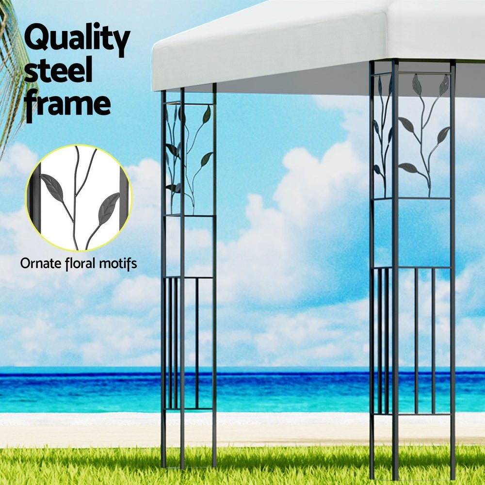 Instahut Gazebo 3x3m Marquee Outdoor Wedding Party Event Tent Home Iron Art Shade White - Home & Garden > Shading > Canopies & Gazebos - Rivercity House & Home Co. (ABN 18 642 972 209) - Affordable Modern Furniture Australia
