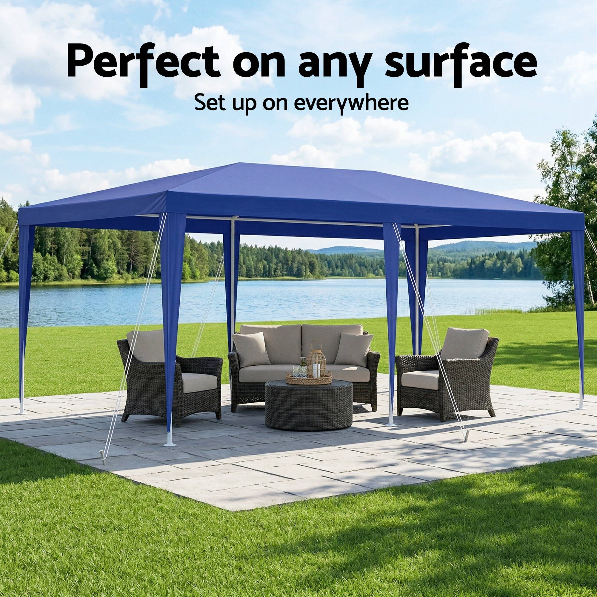 Instahut Gazebo 3x6m Wedding Party Marquee Tent Outdoor Event Camping Canopy Shade Blue - Home & Garden > Shading > Canopies & Gazebos - Rivercity House & Home Co. (ABN 18 642 972 209) - Affordable Modern Furniture Australia
