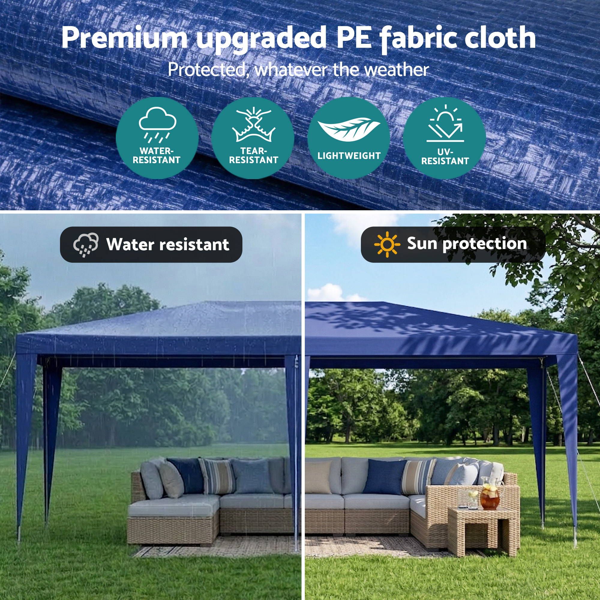 Instahut Gazebo 3x6m Wedding Party Marquee Tent Outdoor Event Camping Canopy Shade Blue - Home & Garden > Shading > Canopies & Gazebos - Rivercity House & Home Co. (ABN 18 642 972 209) - Affordable Modern Furniture Australia