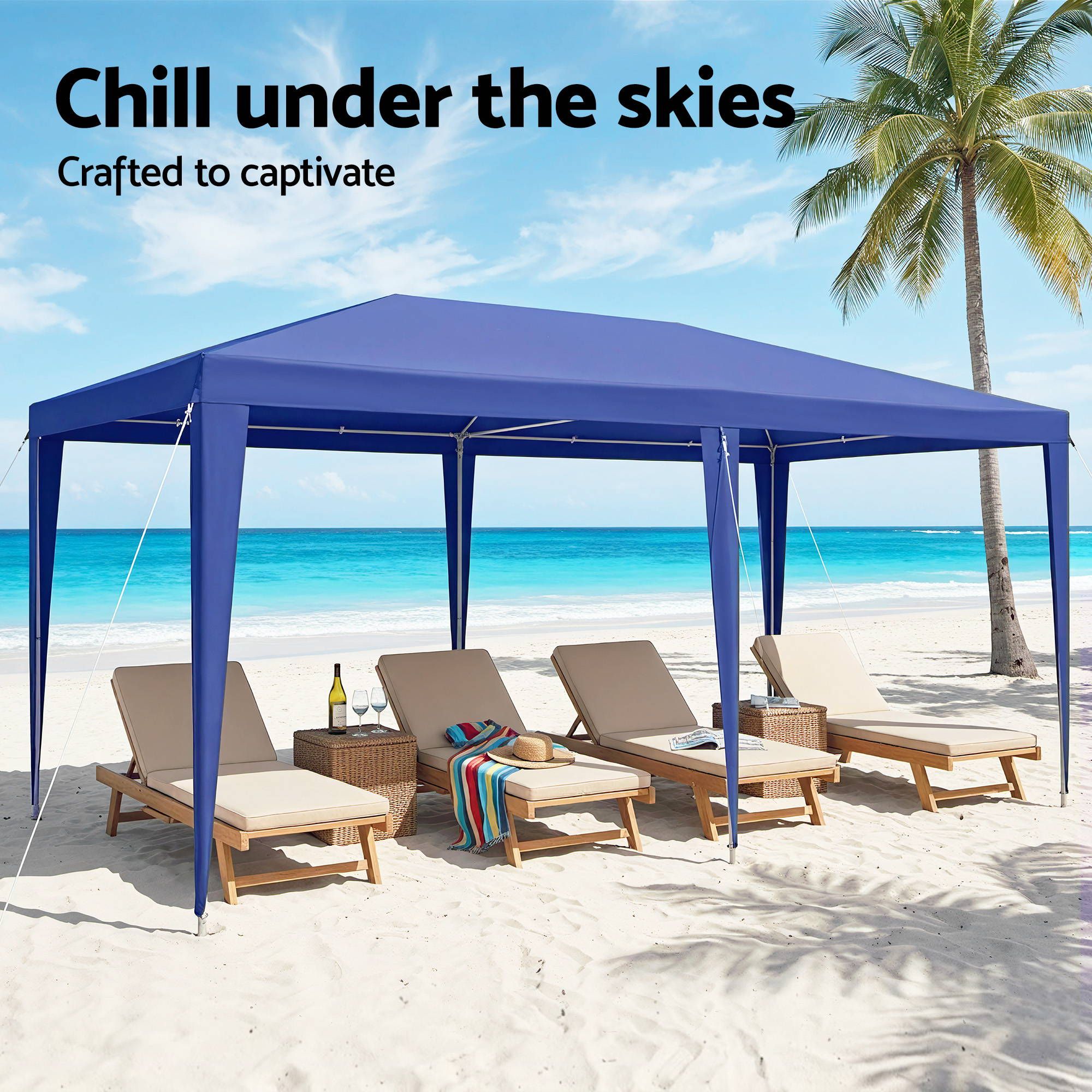 Instahut Gazebo 3x6m Wedding Party Marquee Tent Outdoor Event Camping Canopy Shade Blue - Home & Garden > Shading > Canopies & Gazebos - Rivercity House & Home Co. (ABN 18 642 972 209) - Affordable Modern Furniture Australia