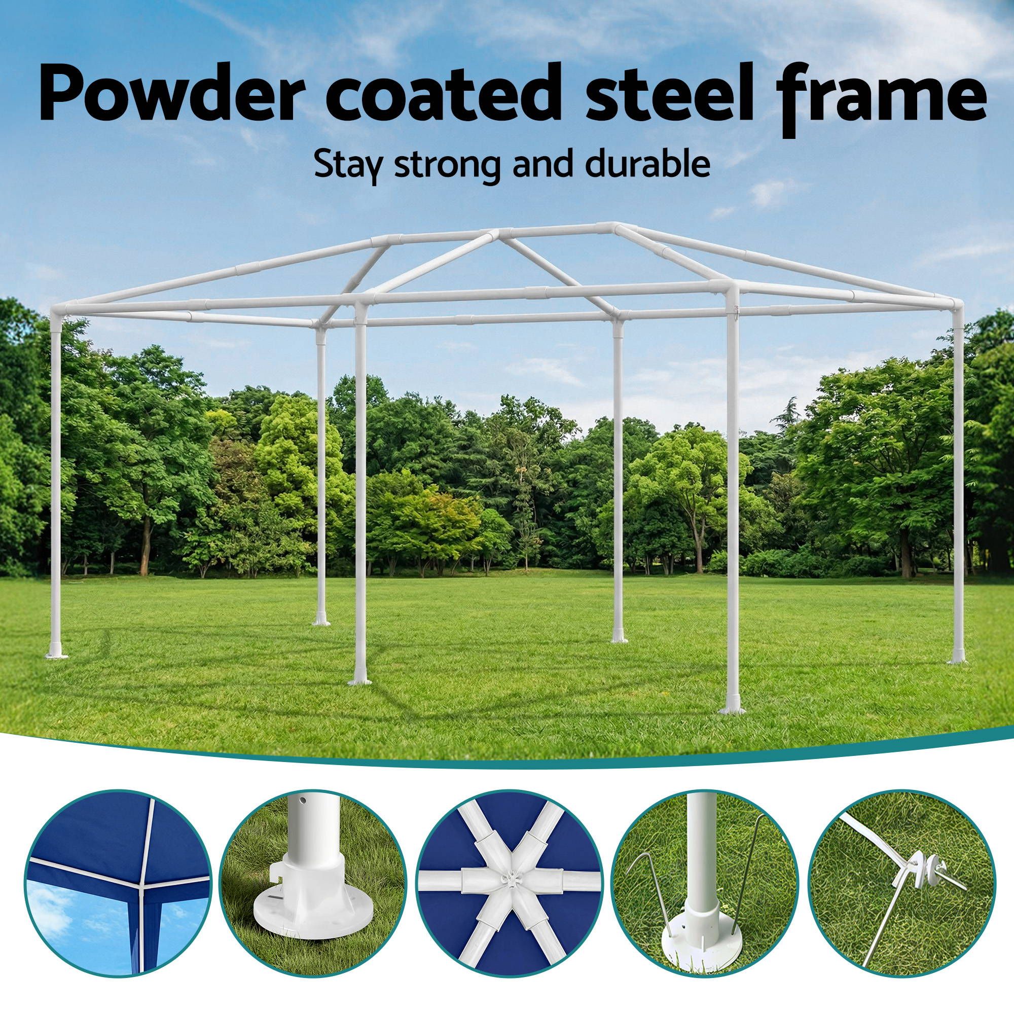 Instahut Gazebo 3x6m Wedding Party Marquee Tent Outdoor Event Camping Canopy Shade Blue - Home & Garden > Shading > Canopies & Gazebos - Rivercity House & Home Co. (ABN 18 642 972 209) - Affordable Modern Furniture Australia