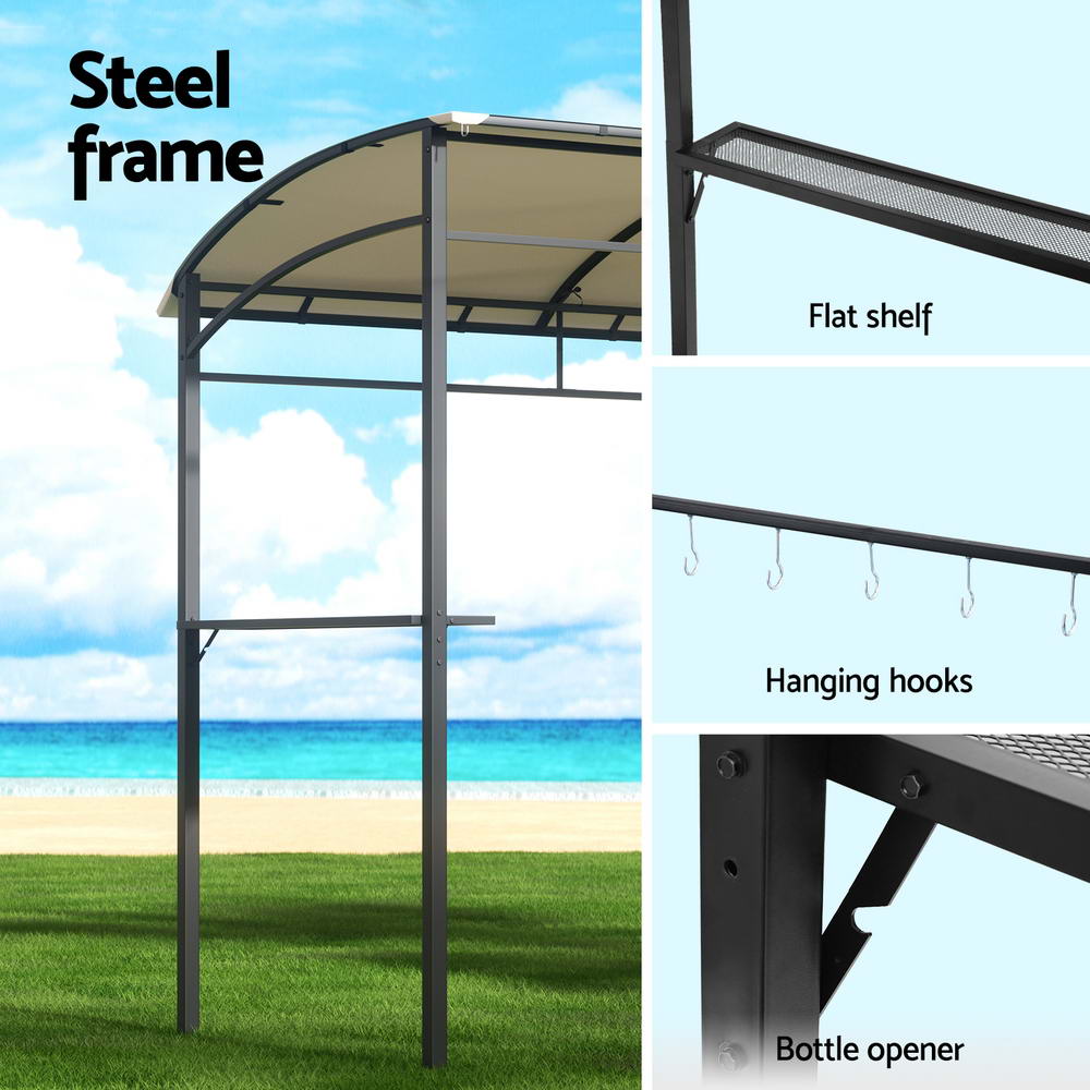 Instahut Gazebo Outdoor BBQ Grill Patio Garden Marquee Shade Shelter Shelf Hooks Beige - Home & Garden > Shading > Canopies & Gazebos - Rivercity House & Home Co. (ABN 18 642 972 209) - Affordable Modern Furniture Australia