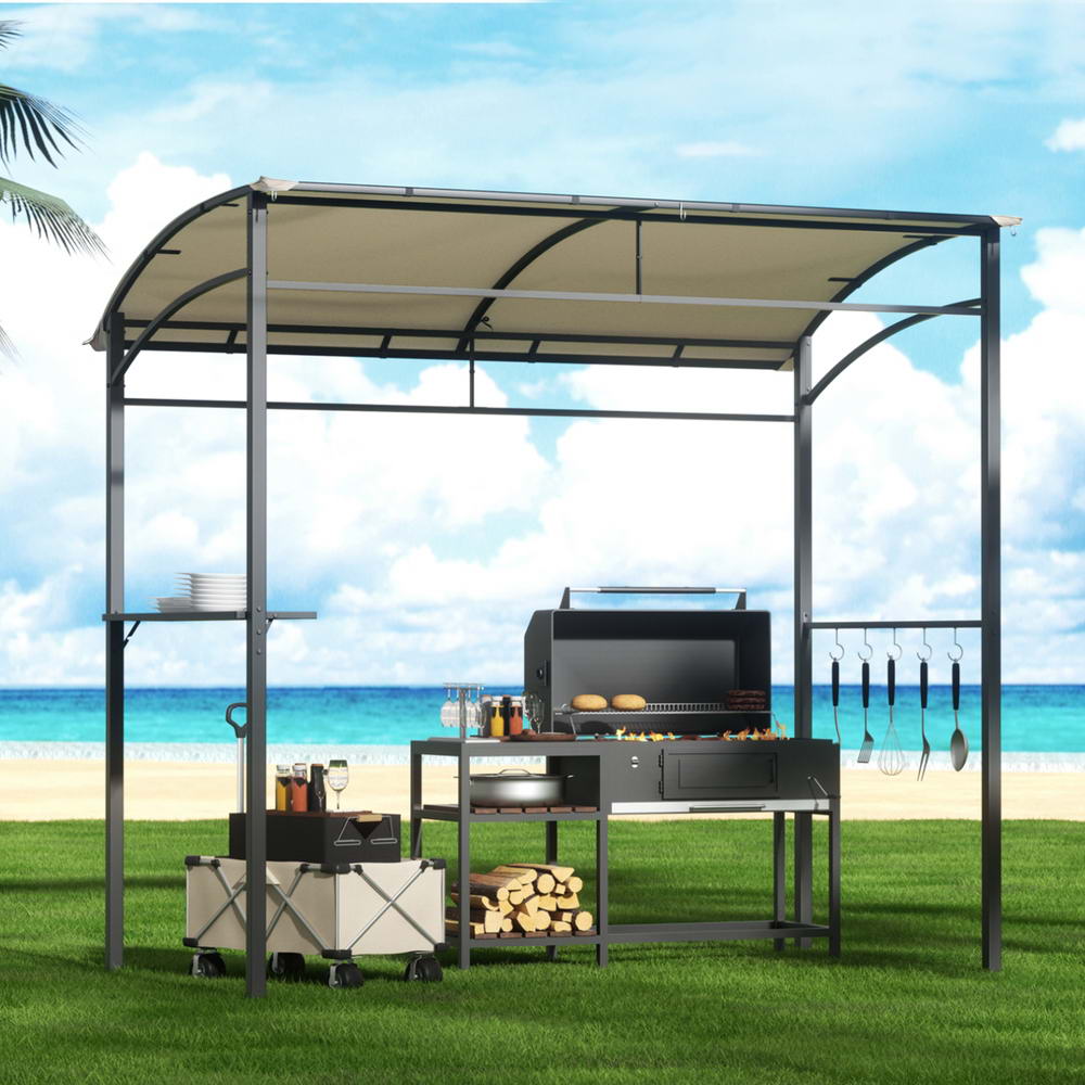 Instahut Gazebo Outdoor BBQ Grill Patio Garden Marquee Shade Shelter Shelf Hooks Beige - Home & Garden > Shading > Canopies & Gazebos - Rivercity House & Home Co. (ABN 18 642 972 209) - Affordable Modern Furniture Australia