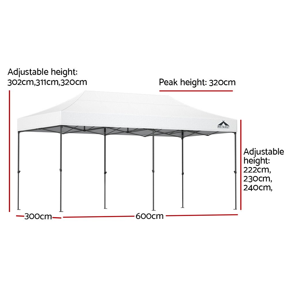 Instahut Gazebo Pop Up Marquee 3x6m Folding Tent Wedding Outdoor Camping Canopy Gazebos Shade White - Occasions > Wedding Accessories - Rivercity House & Home Co. (ABN 18 642 972 209) - Affordable Modern Furniture Australia