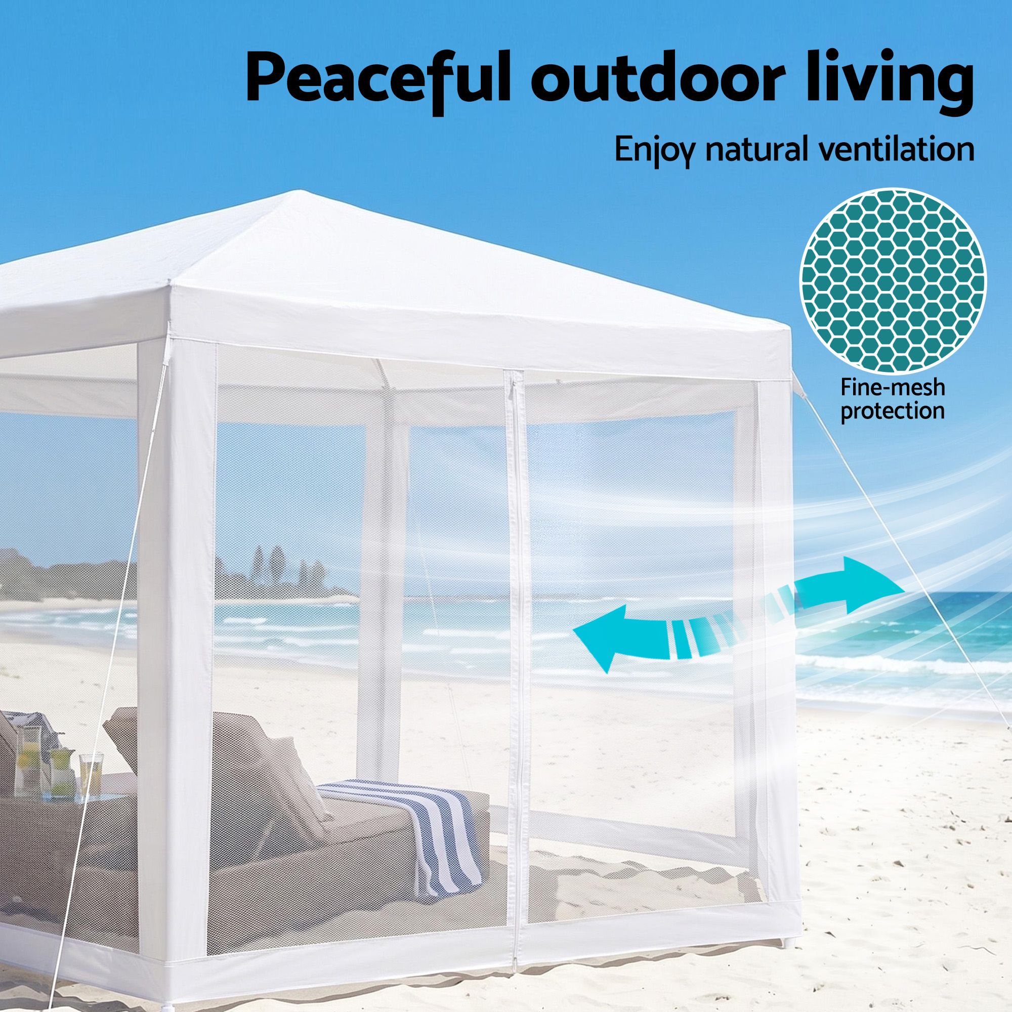 Instahut Gazebo?2x2m Marquee Wedding Party Tent Outdoor Camping Mesh Wall Canopy Shade Gazebos Navy - Home & Garden > Shading > Canopies & Gazebos - Rivercity House & Home Co. (ABN 18 642 972 209) - Affordable Modern Furniture Australia