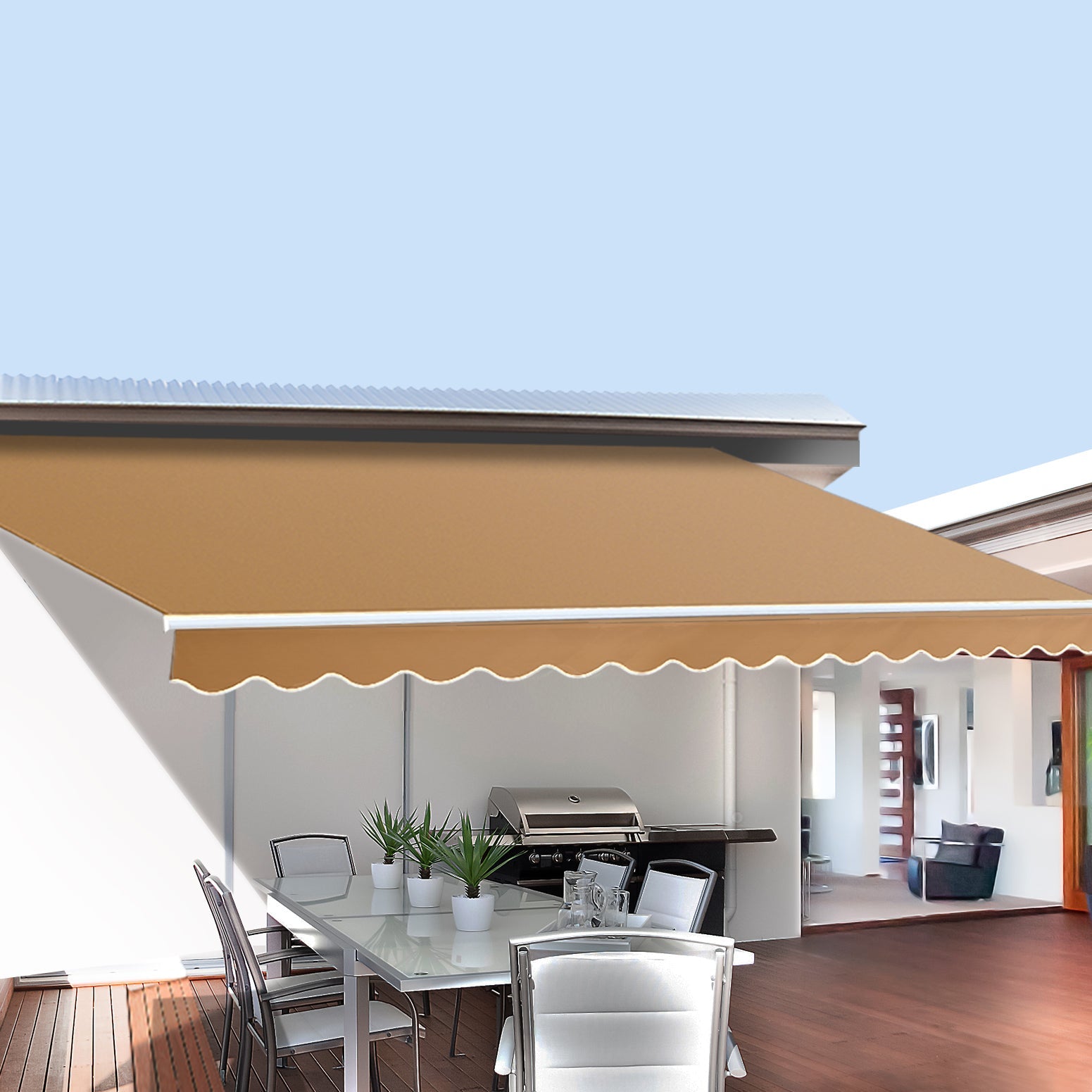 Instahut Retractable Folding Arm Awning Manual Sunshade 2.5Mx2M Beige - Home & Garden > Shading - Rivercity House & Home Co. (ABN 18 642 972 209) - Affordable Modern Furniture Australia