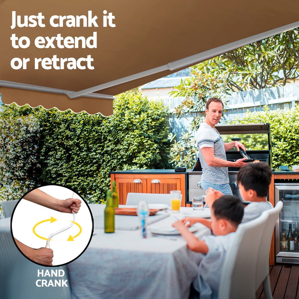 Instahut Retractable Folding Arm Awning Manual Sunshade 2.5Mx2M Beige - Home & Garden > Shading - Rivercity House & Home Co. (ABN 18 642 972 209) - Affordable Modern Furniture Australia