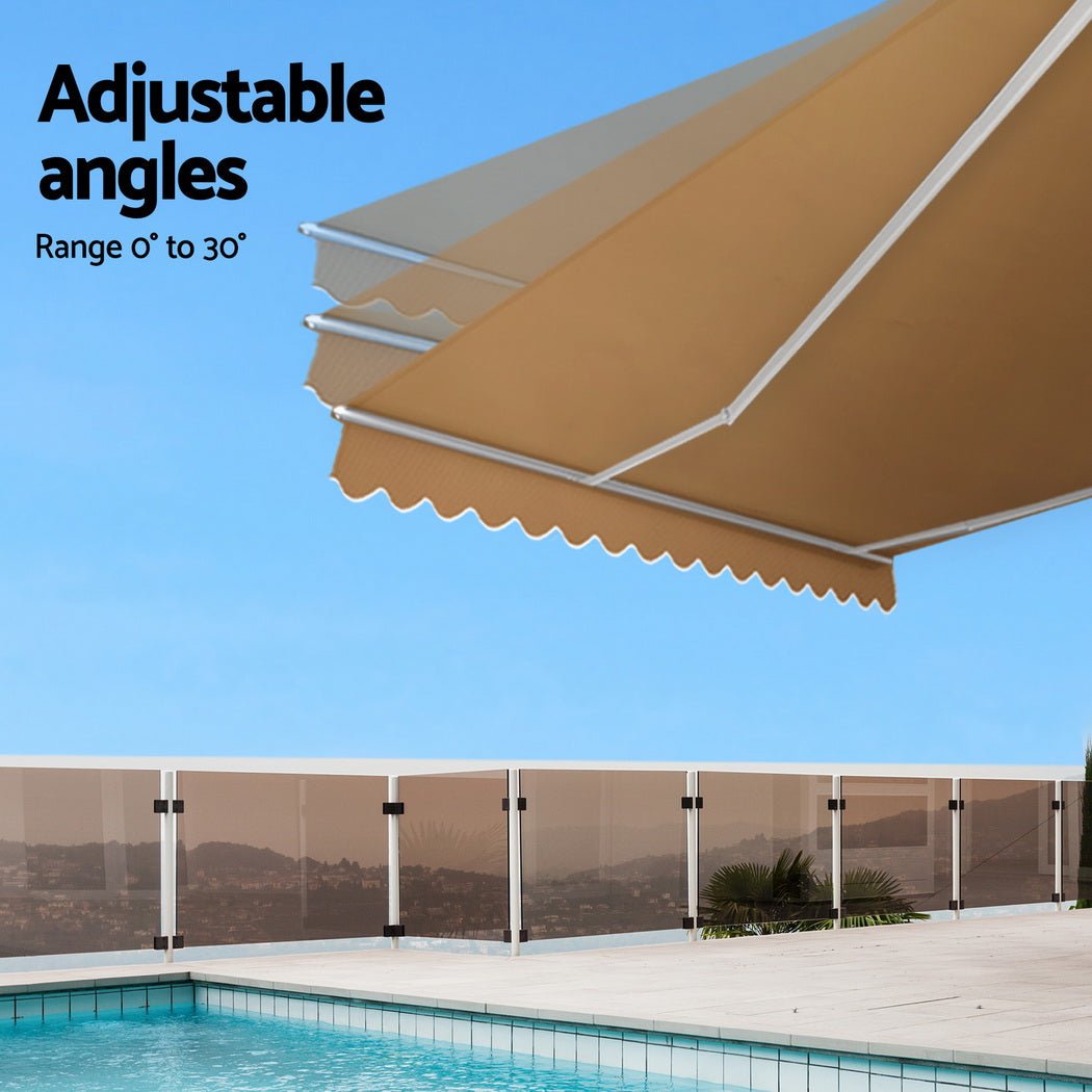 Instahut Retractable Folding Arm Awning Manual Sunshade 2.5Mx2M Beige - Home & Garden > Shading - Rivercity House & Home Co. (ABN 18 642 972 209) - Affordable Modern Furniture Australia