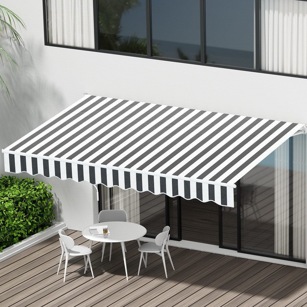 Instahut Retractable Folding Arm Awning Motorised Sunshade 3Mx2.5M Grey White - Home & Garden > Shading > Awnings - Rivercity House & Home Co. (ABN 18 642 972 209) - Affordable Modern Furniture Australia
