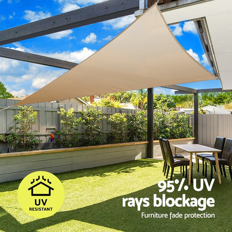 Instahut Shade Sail Cloth Shadecloth Triangle Sun Canopy 3.6x3.6x3.6M - Home & Garden > Shading - Rivercity House & Home Co. (ABN 18 642 972 209) - Affordable Modern Furniture Australia