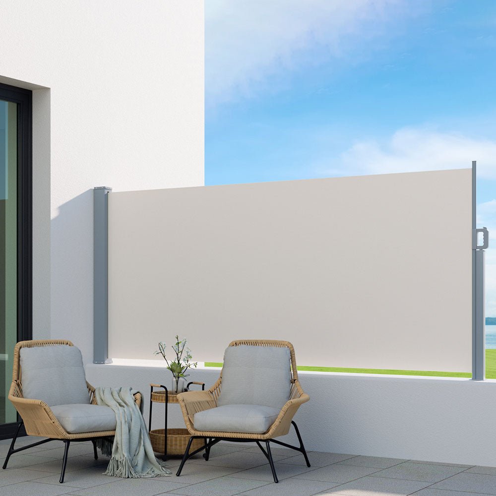 Instahut Side Awning Sun Shade Outdoor Blinds Retractable Screen 1.4X3M Cream - Home & Garden > Shading > Awnings - Rivercity House & Home Co. (ABN 18 642 972 209) - Affordable Modern Furniture Australia