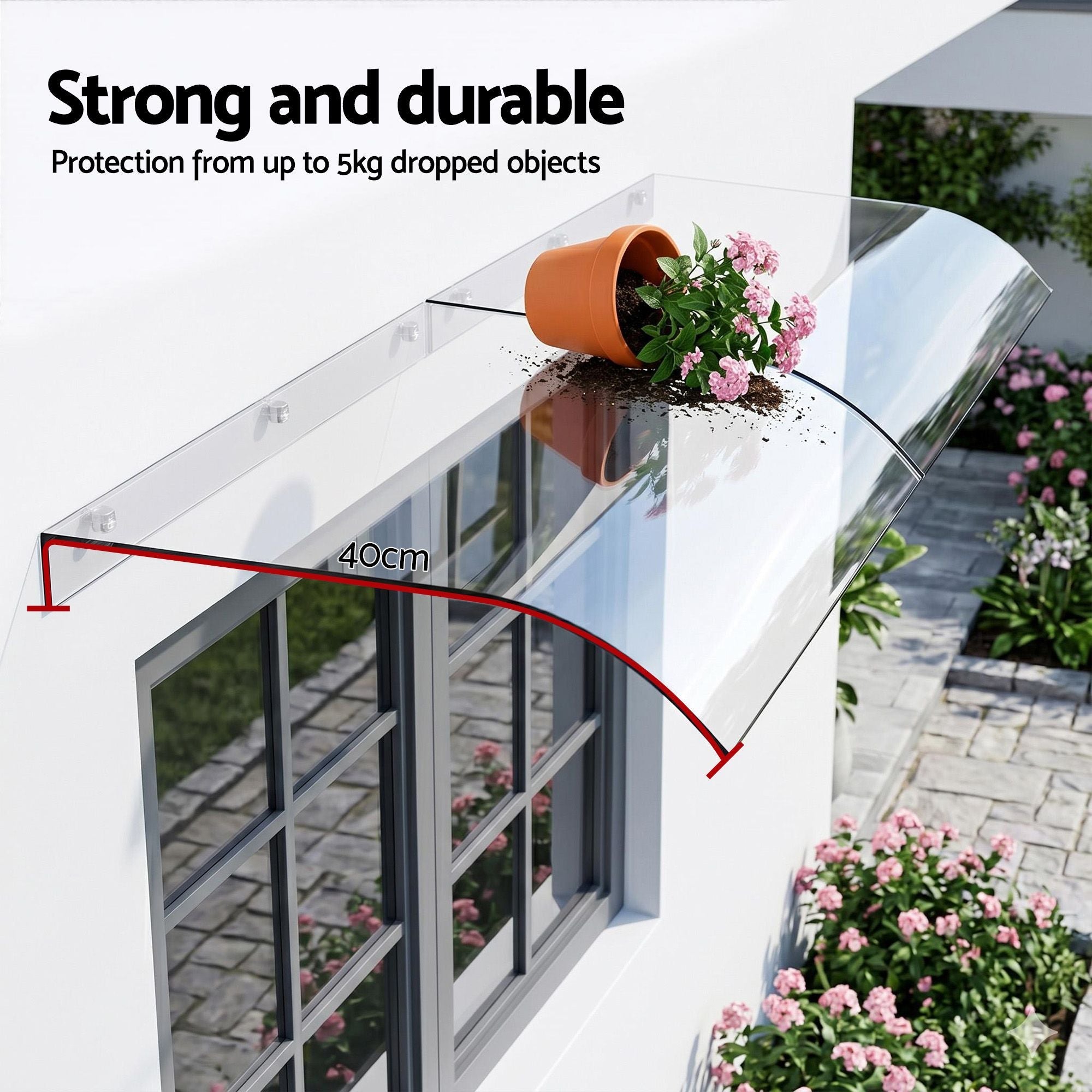 Instahut Window Door Awning 0.4mx2m Transparent - Home & Garden > Shading > Awnings - Rivercity House & Home Co. (ABN 18 642 972 209) - Affordable Modern Furniture Australia