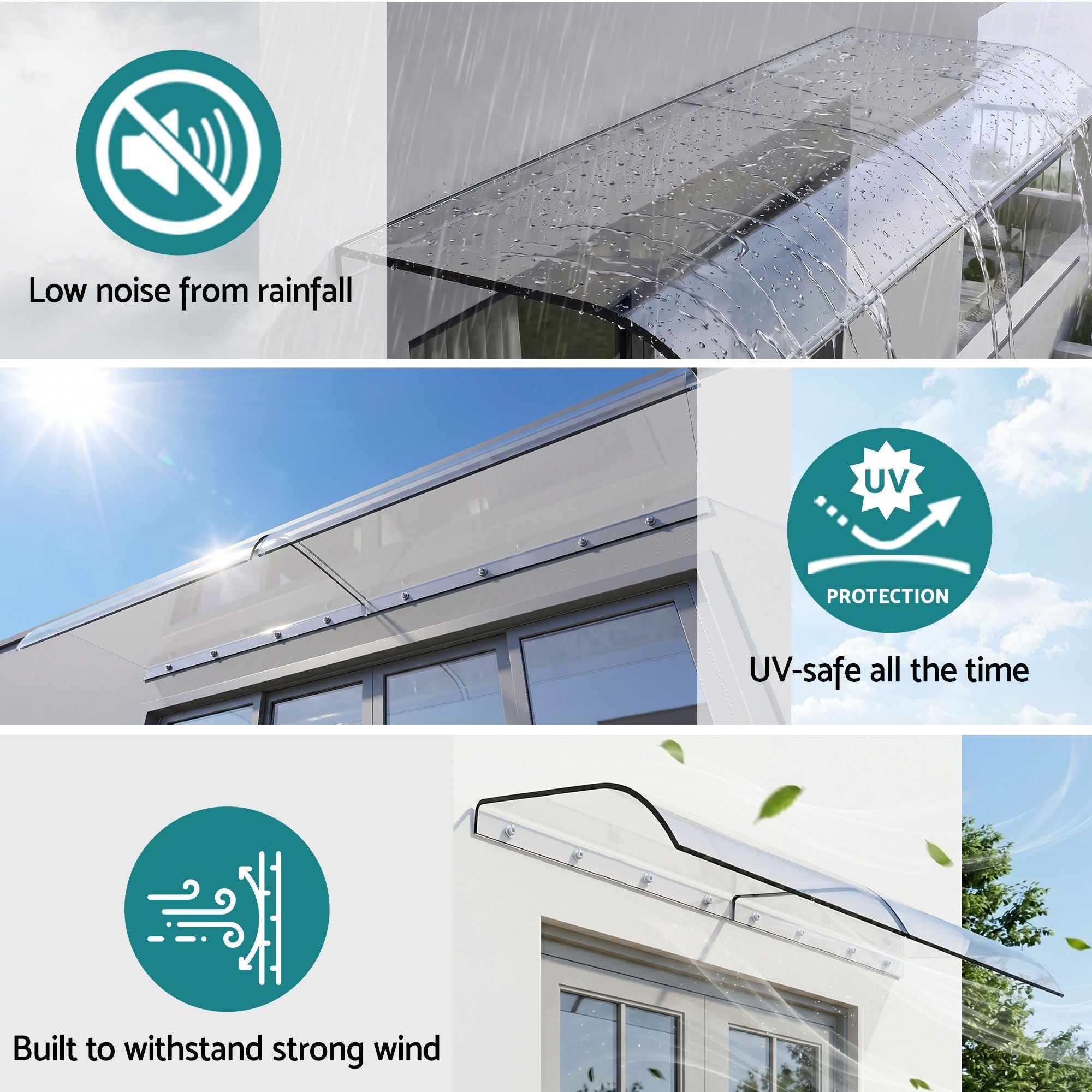 Instahut Window Door Awning 0.4mx2m Transparent - Home & Garden > Shading > Awnings - Rivercity House & Home Co. (ABN 18 642 972 209) - Affordable Modern Furniture Australia