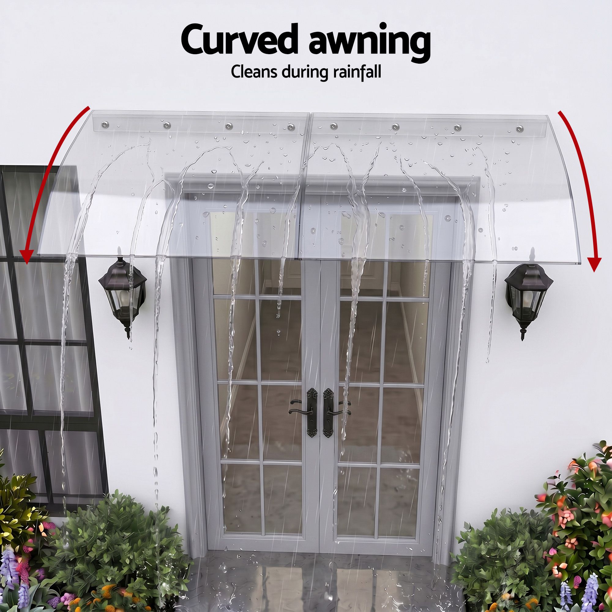 Instahut Window Door Awning 0.4mx2m Transparent - Home & Garden > Shading > Awnings - Rivercity House & Home Co. (ABN 18 642 972 209) - Affordable Modern Furniture Australia