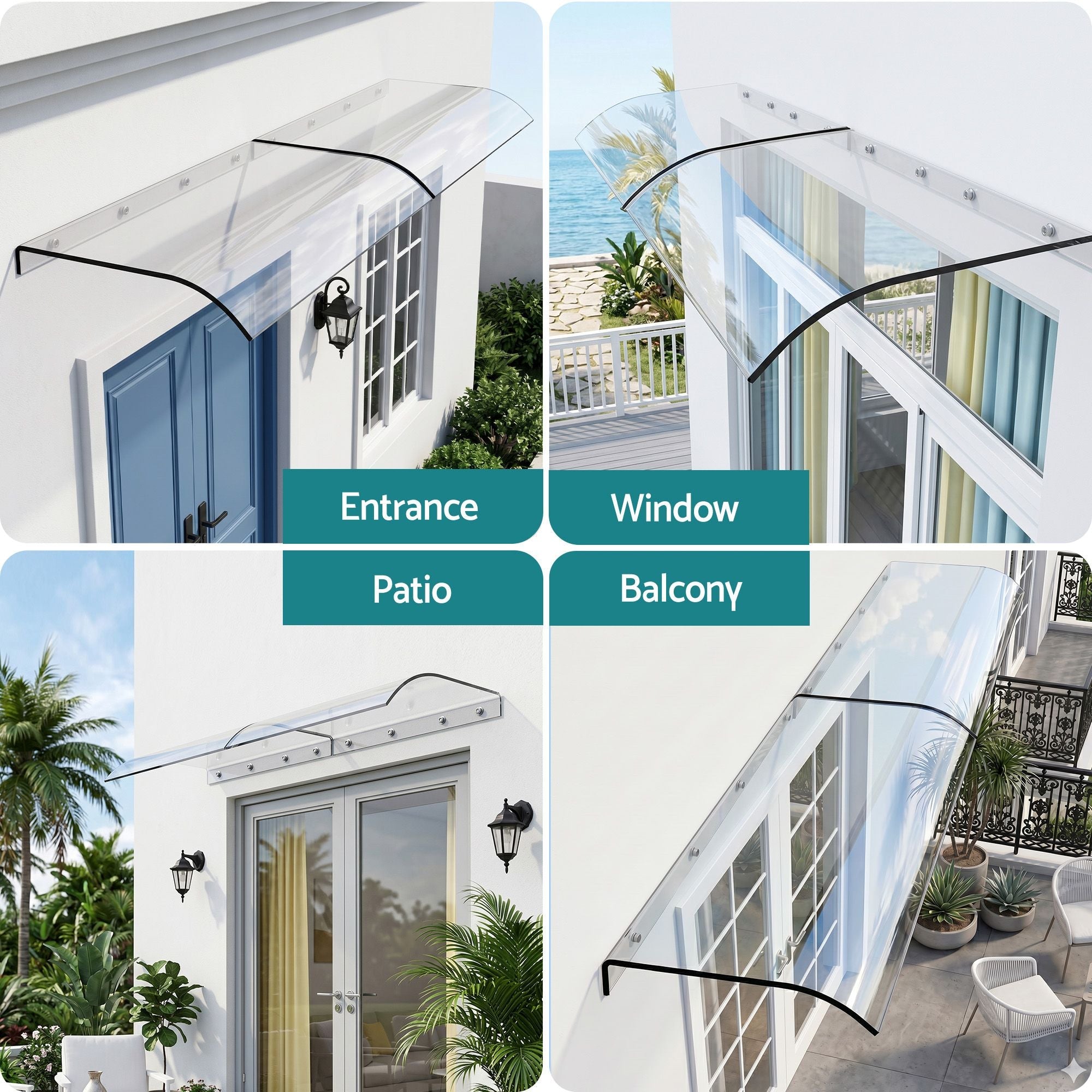 Instahut Window Door Awning 0.4mx2m Transparent - Home & Garden > Shading > Awnings - Rivercity House & Home Co. (ABN 18 642 972 209) - Affordable Modern Furniture Australia