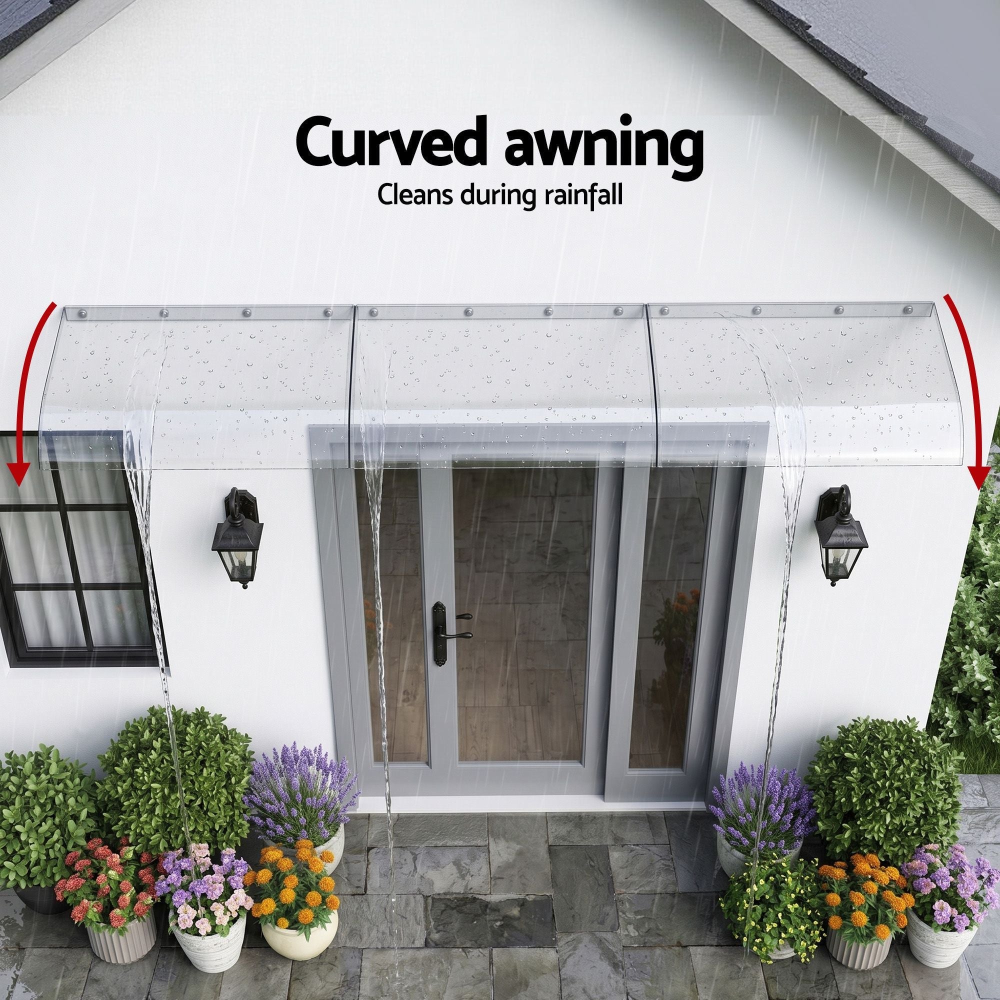 Instahut Window Door Awning 0.4mx3m Transparent - Home & Garden > Shading > Awnings - Rivercity House & Home Co. (ABN 18 642 972 209) - Affordable Modern Furniture Australia