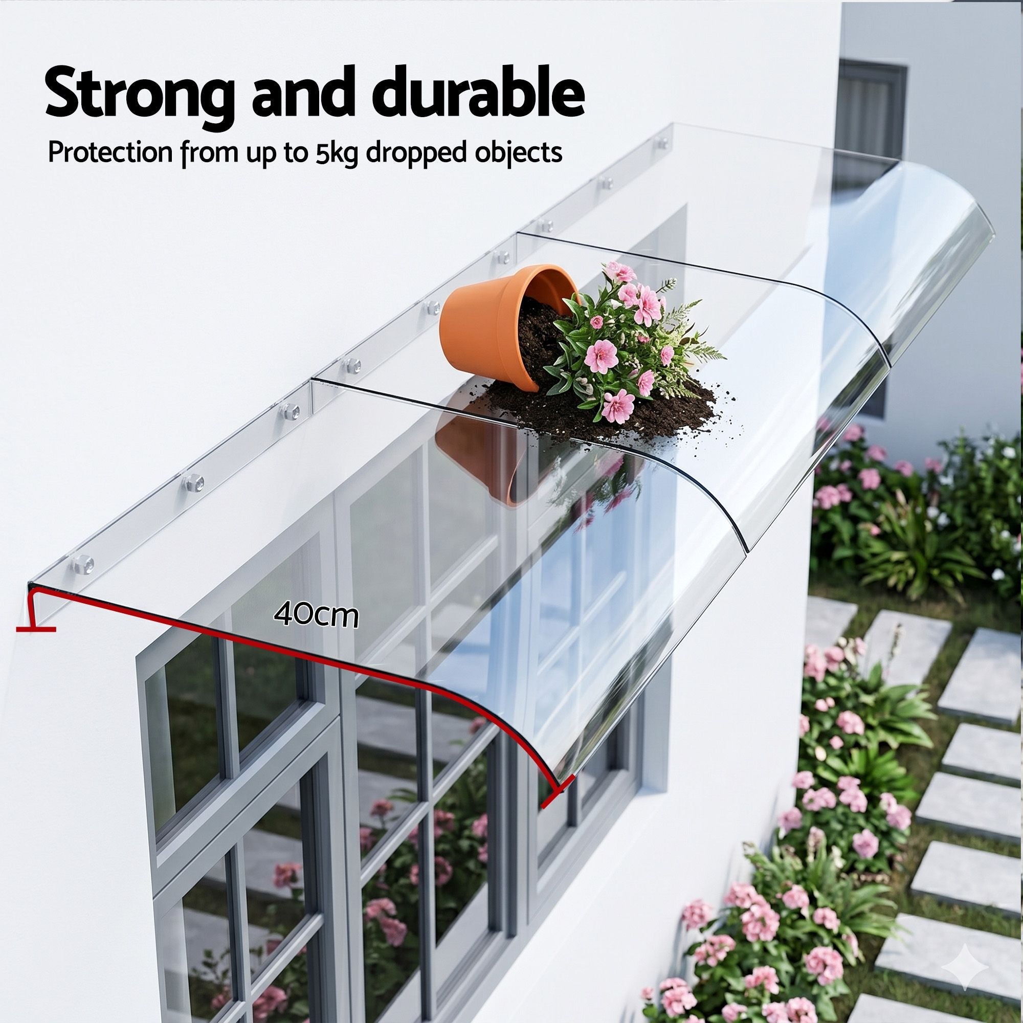 Instahut Window Door Awning 0.4mx3m Transparent - Home & Garden > Shading > Awnings - Rivercity House & Home Co. (ABN 18 642 972 209) - Affordable Modern Furniture Australia
