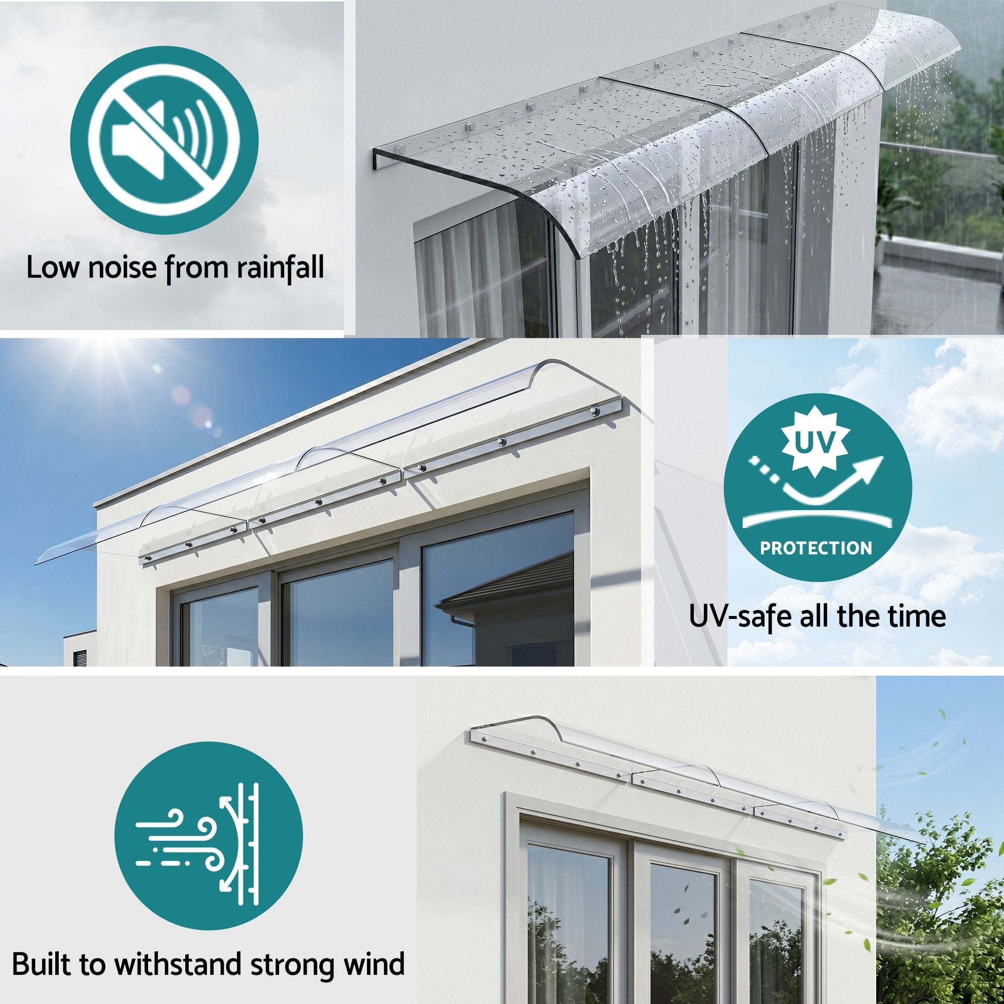 Instahut Window Door Awning 0.4mx3m Transparent - Home & Garden > Shading > Awnings - Rivercity House & Home Co. (ABN 18 642 972 209) - Affordable Modern Furniture Australia