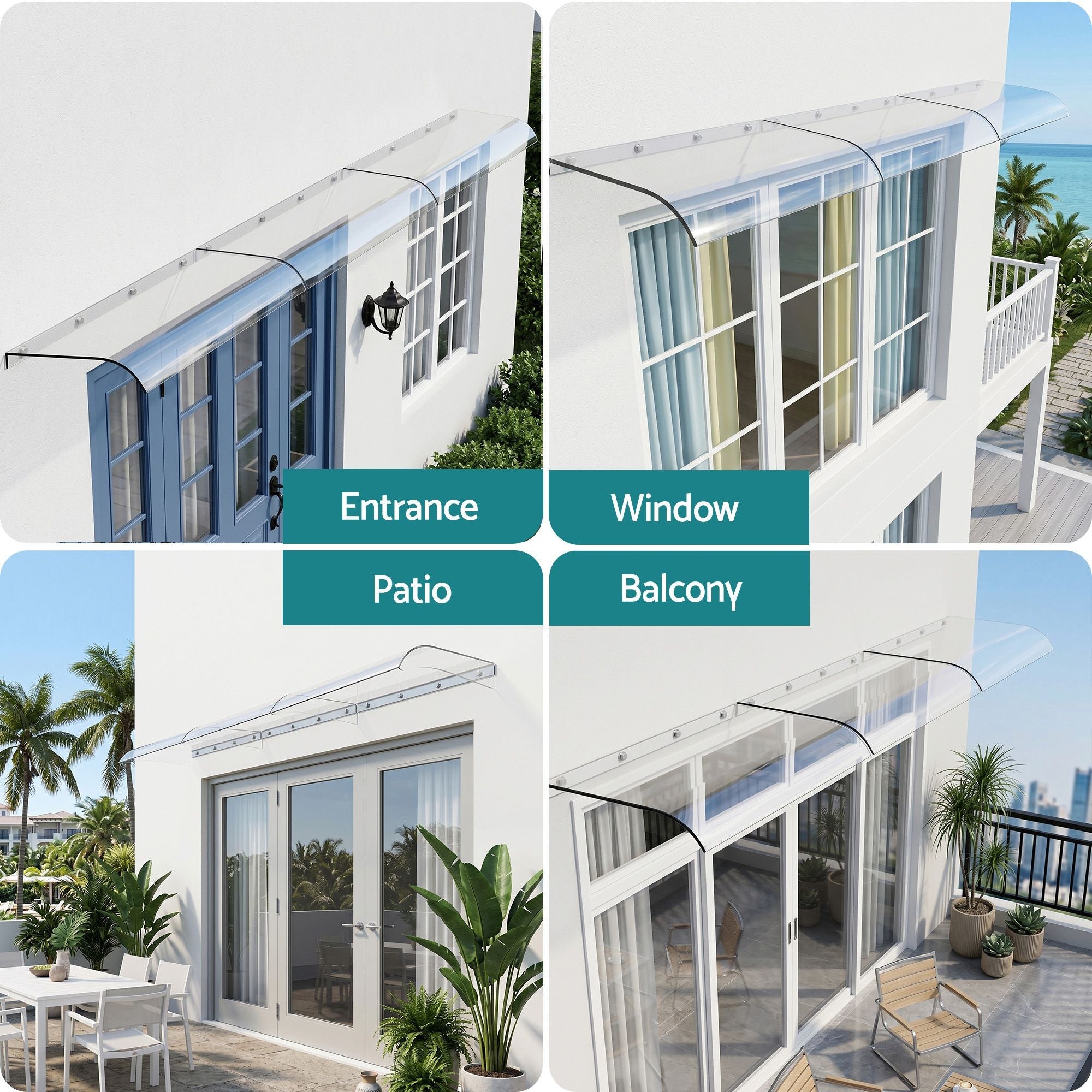 Instahut Window Door Awning 0.4mx3m Transparent - Home & Garden > Shading > Awnings - Rivercity House & Home Co. (ABN 18 642 972 209) - Affordable Modern Furniture Australia