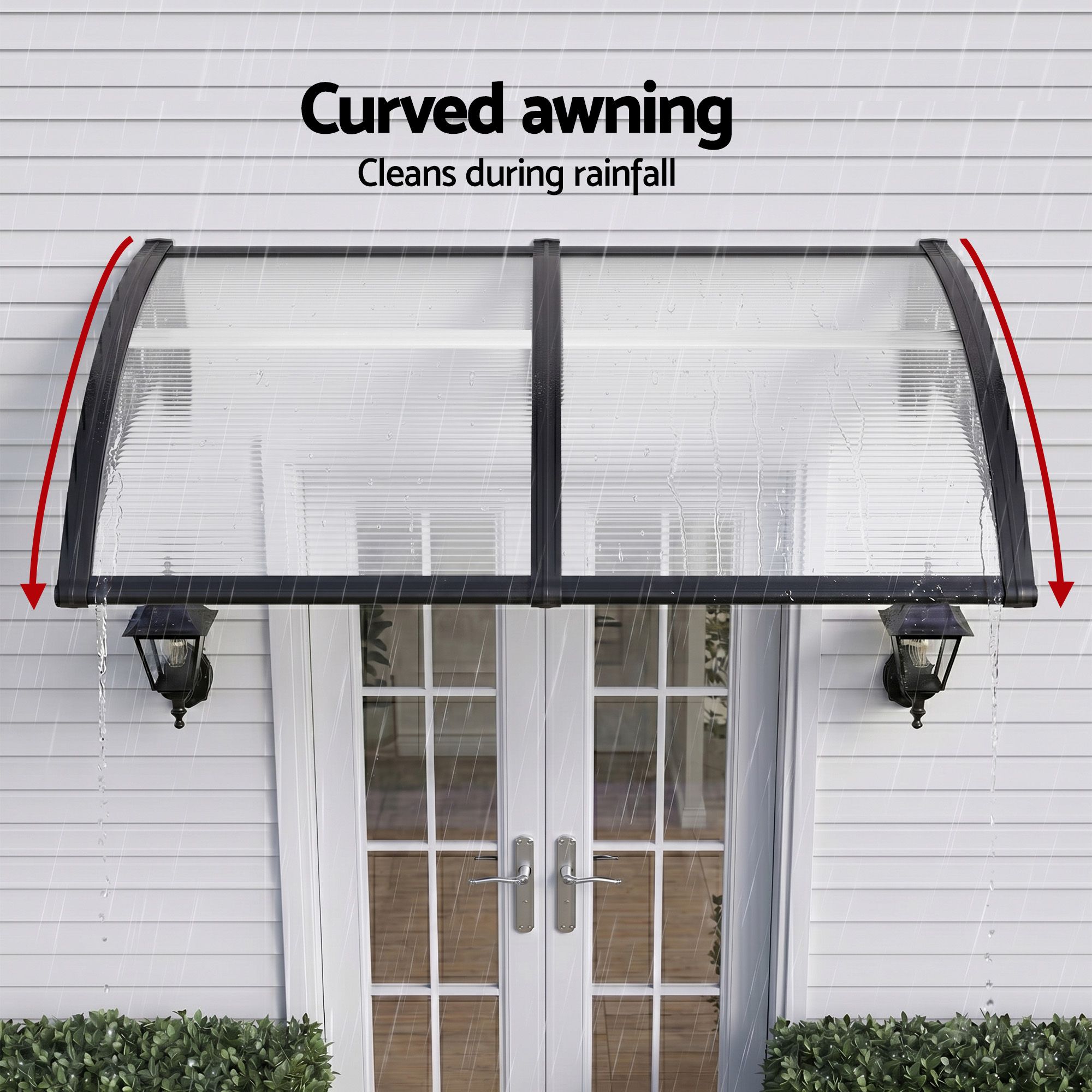 Instahut Window Door Awning 0.8mx2m Transparent - Home & Garden > Shading > Awnings - Rivercity House & Home Co. (ABN 18 642 972 209) - Affordable Modern Furniture Australia