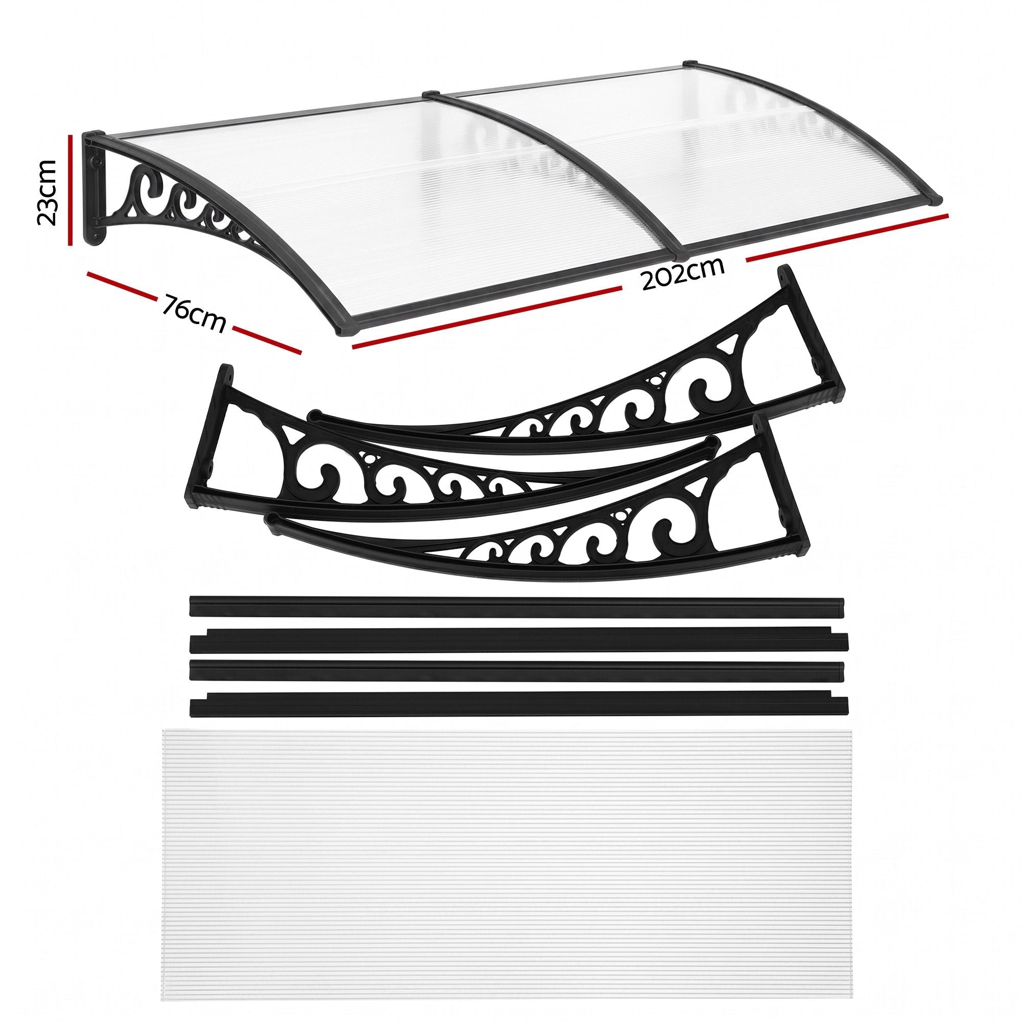 Instahut Window Door Awning 0.8mx2m Transparent - Home & Garden > Shading > Awnings - Rivercity House & Home Co. (ABN 18 642 972 209) - Affordable Modern Furniture Australia