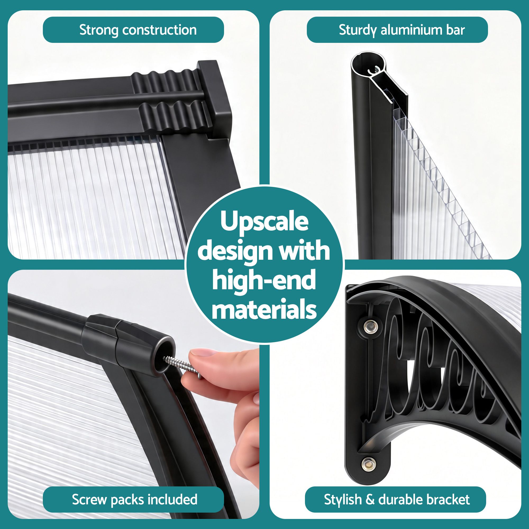 Instahut Window Door Awning 0.8mx2m Transparent - Home & Garden > Shading > Awnings - Rivercity House & Home Co. (ABN 18 642 972 209) - Affordable Modern Furniture Australia